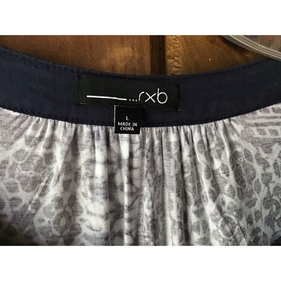 RXB Top Size L Blue Tie Dye Batik Boho Hippie Casual Lightweight Gypsy Prairie - Picture 4 of 8